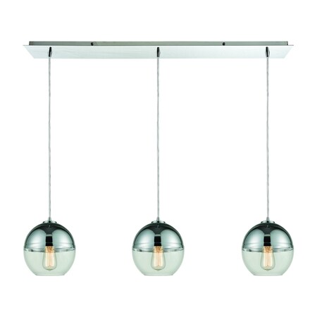 Elk Lighting Revelo 3-Lght Linear Mini Pndnt Chrm w/Clr & Chrm-plated Glass 10492/3LP
